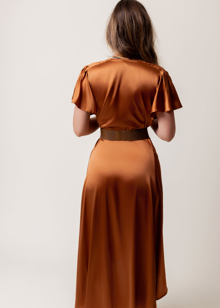Giulia Silk Dress in Copper