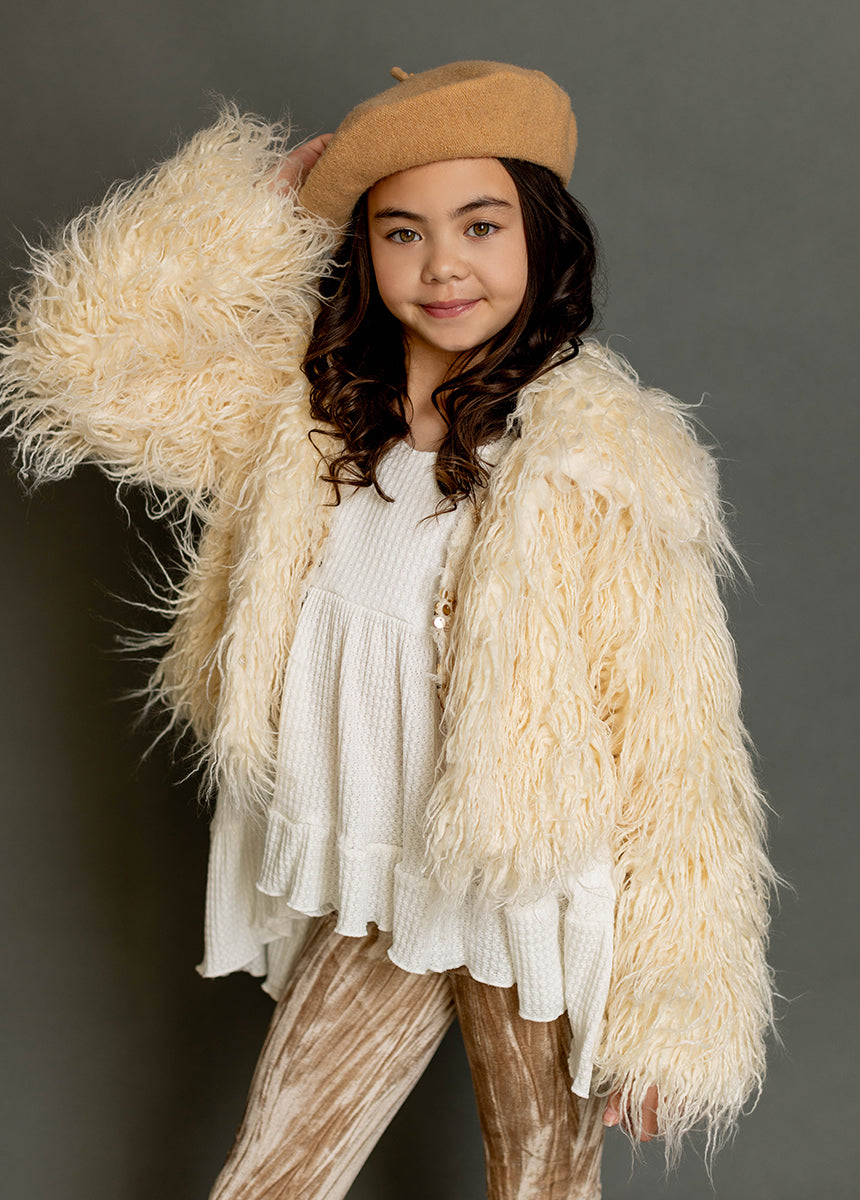 Goldie Fur Coat in Cream