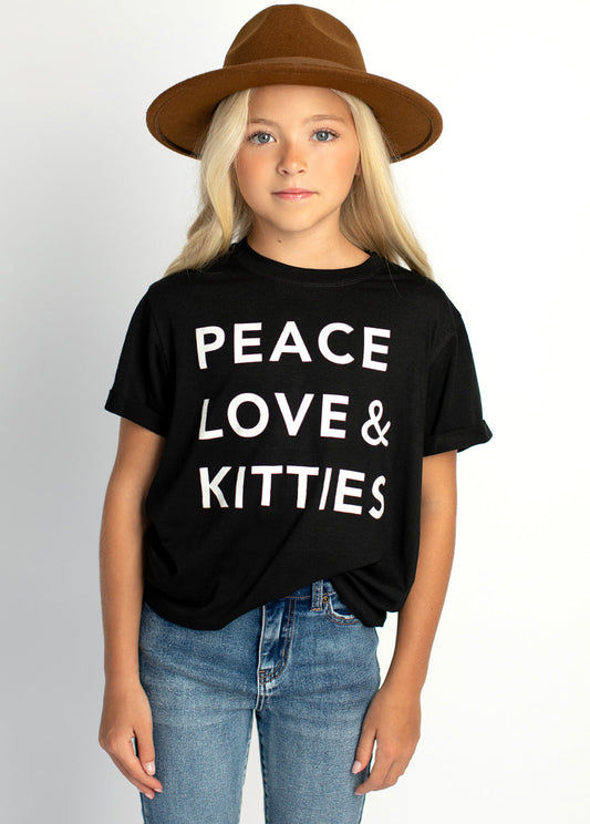 Peace Love Kitties Tee in Black