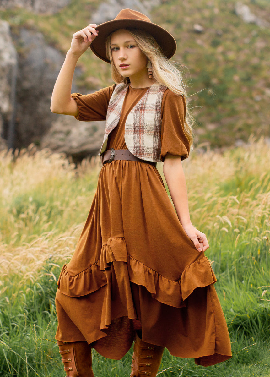 Meike Vest in Ecru Plaid