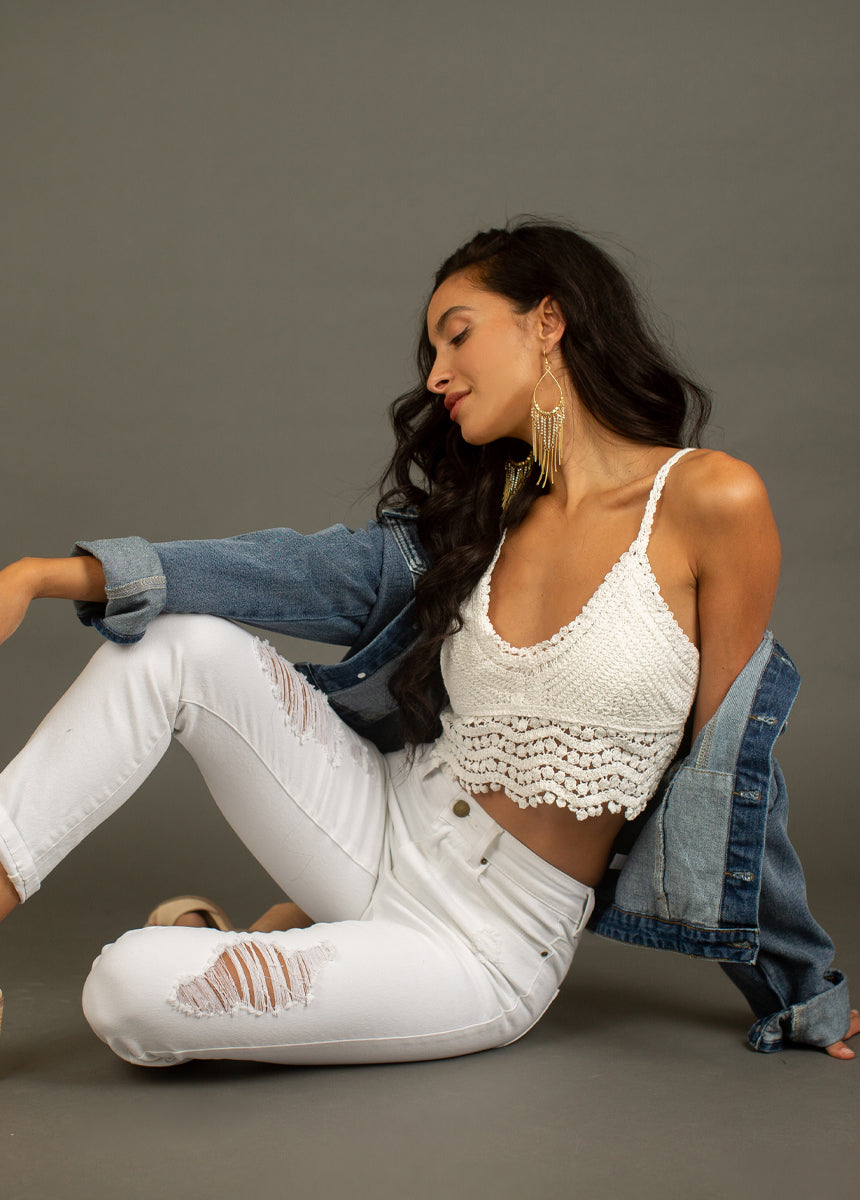 Sonnet Crochet Top in White