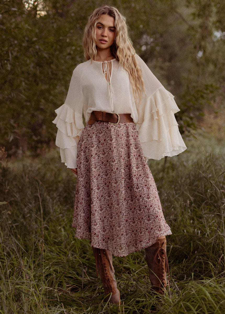 Sana Skirt in Vine Floral Print