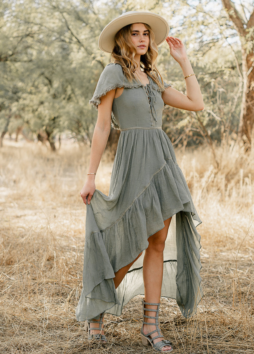 Irina Maxi Dress in Neutral Green