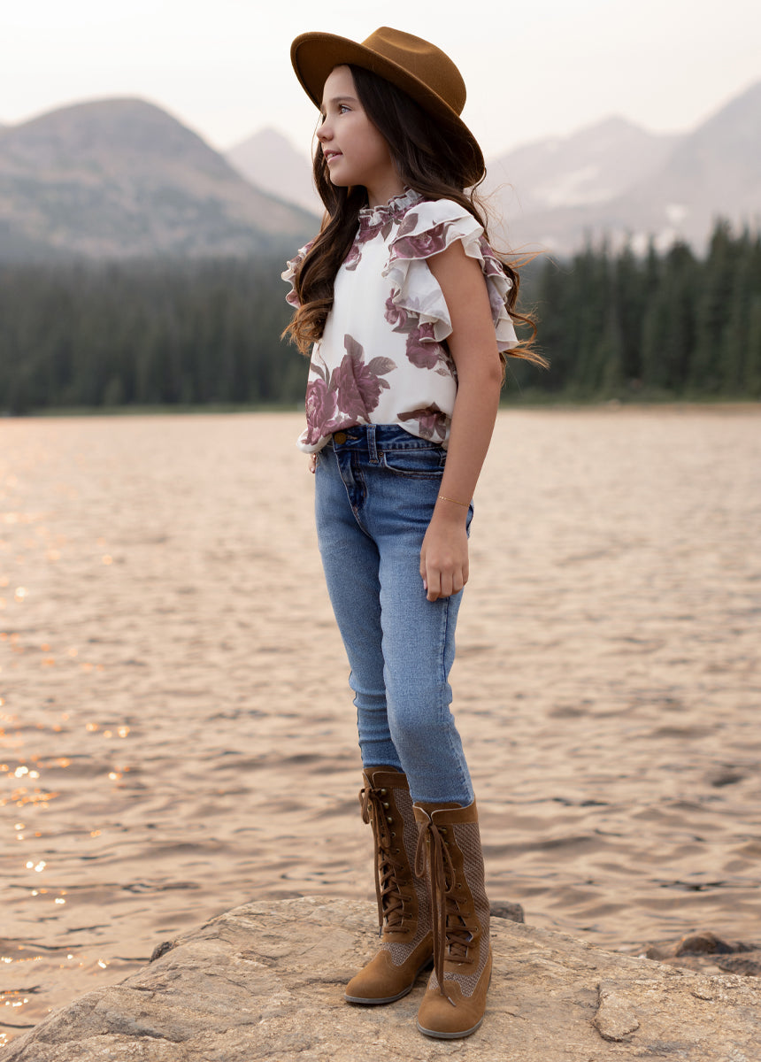 Isadora Top in Large Cream Floral