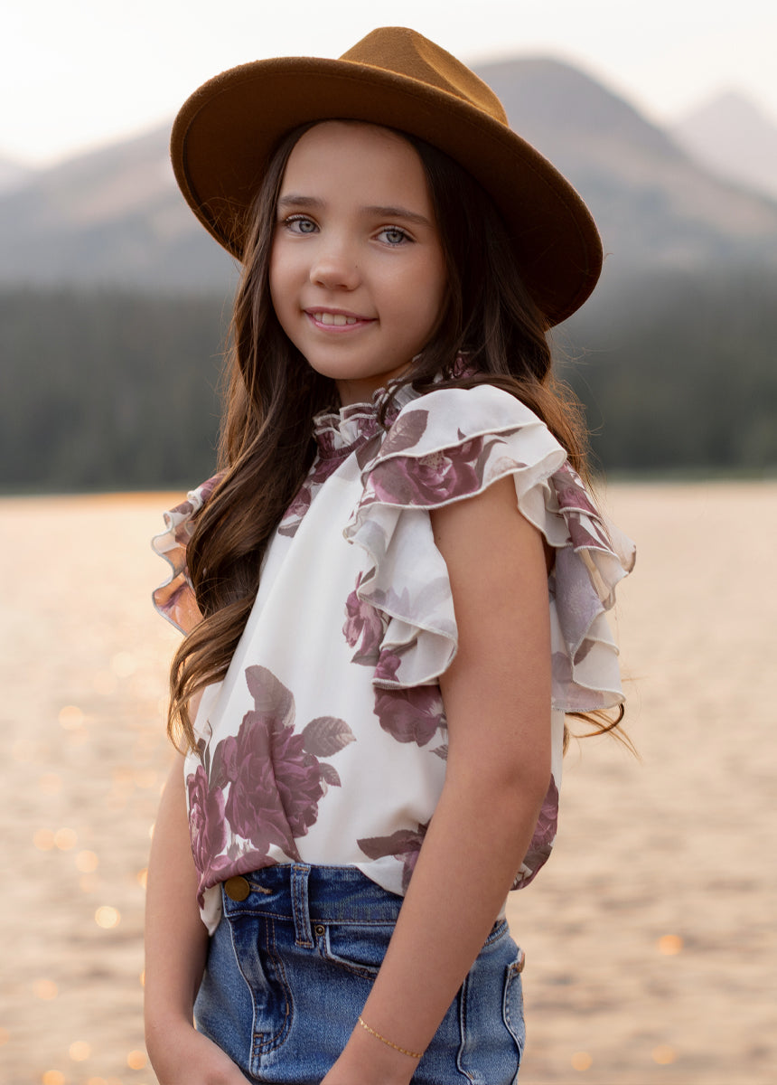 Isadora Top in Large Cream Floral