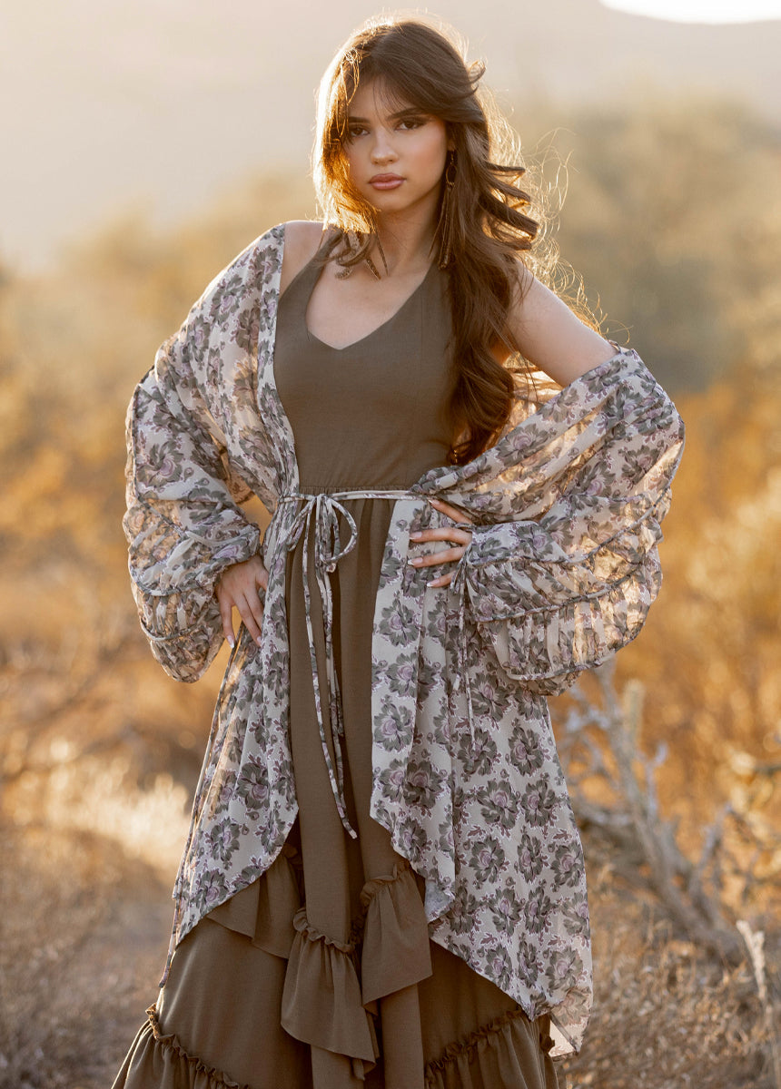Brandy Duster in Taupe Floral