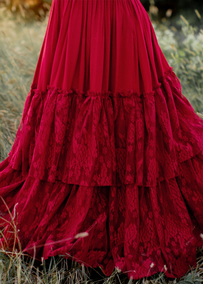 Catrin Dress in Crimson