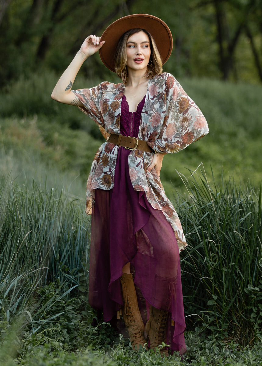 Avalon Duster in Ecru Floral