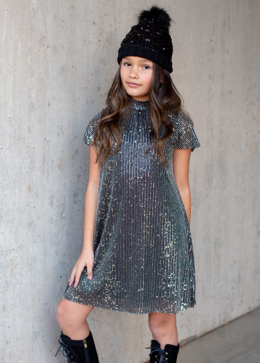 Chloe Sequins Beanie in Black