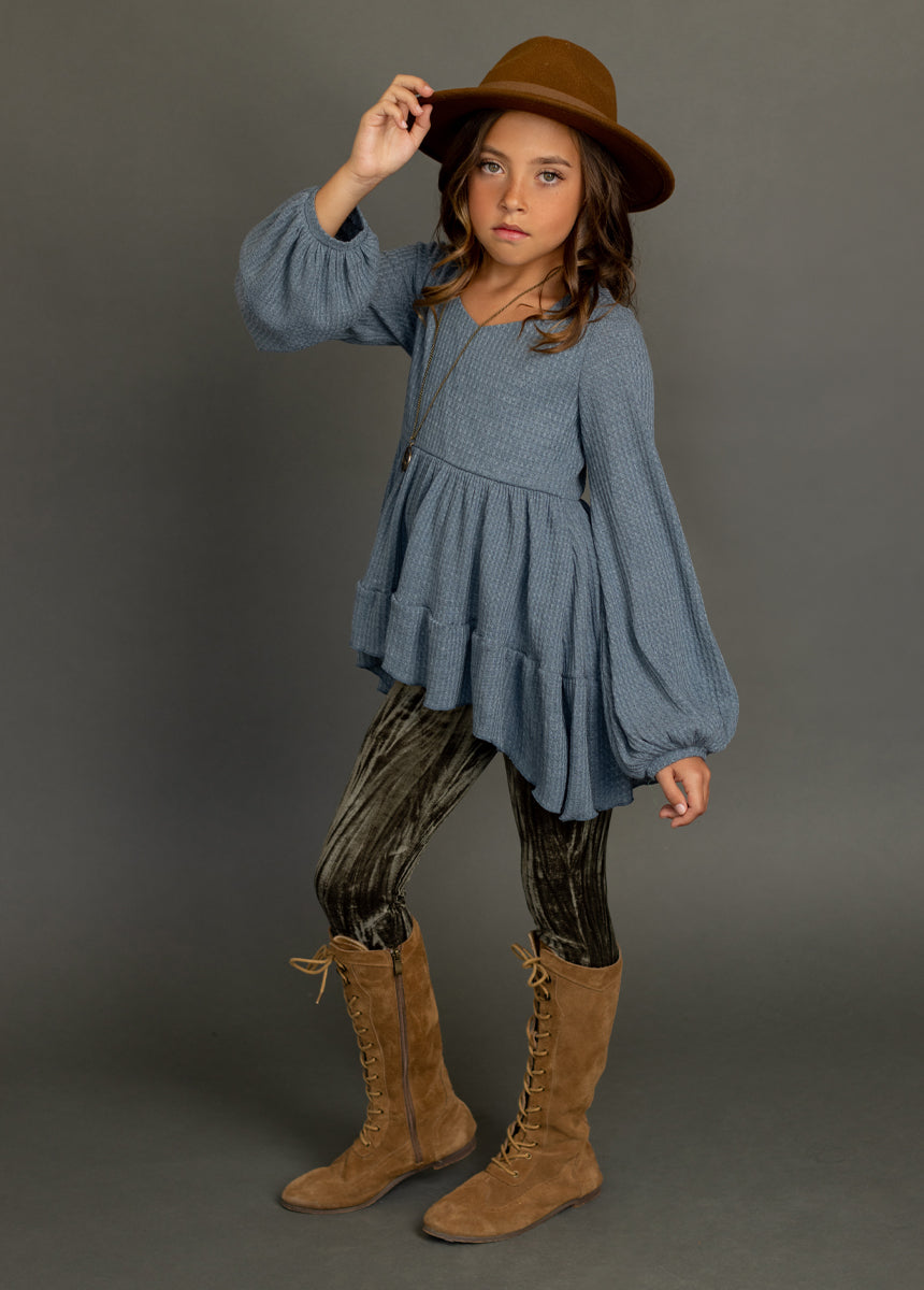 Laila Henley Top in Dusty Teal