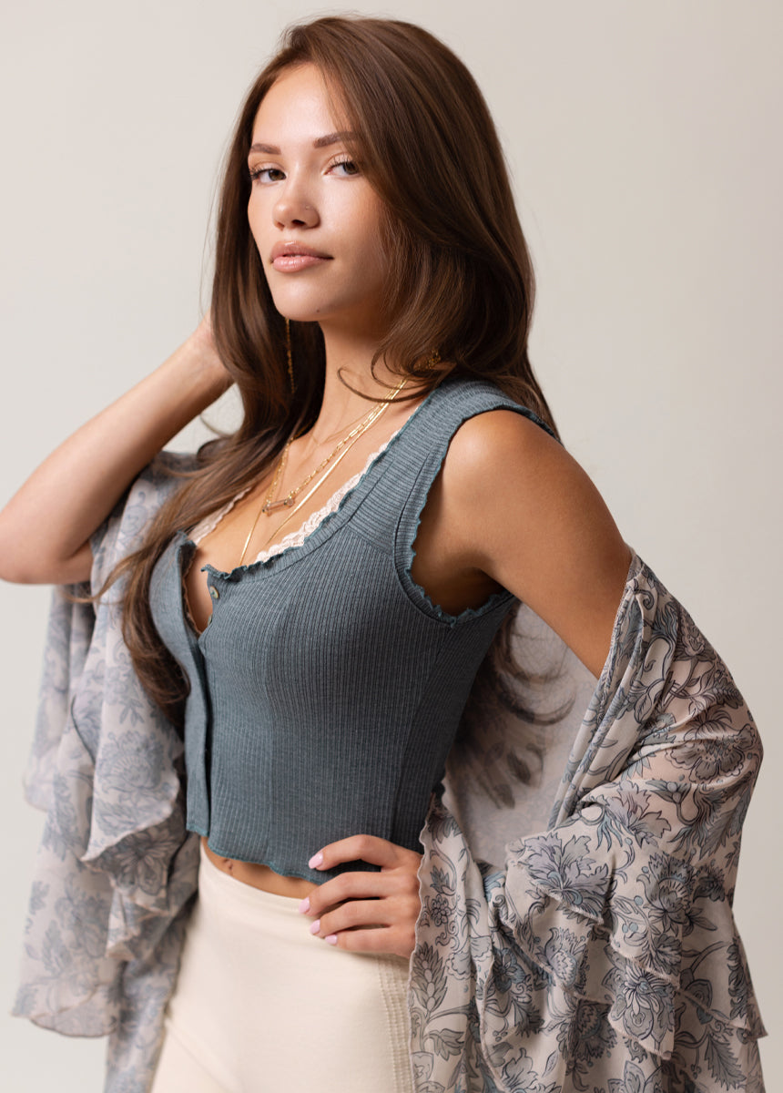 Liesle Top in Dusty Teal