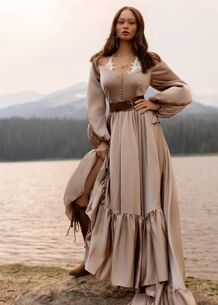 Lorna Impact Dress in Stone