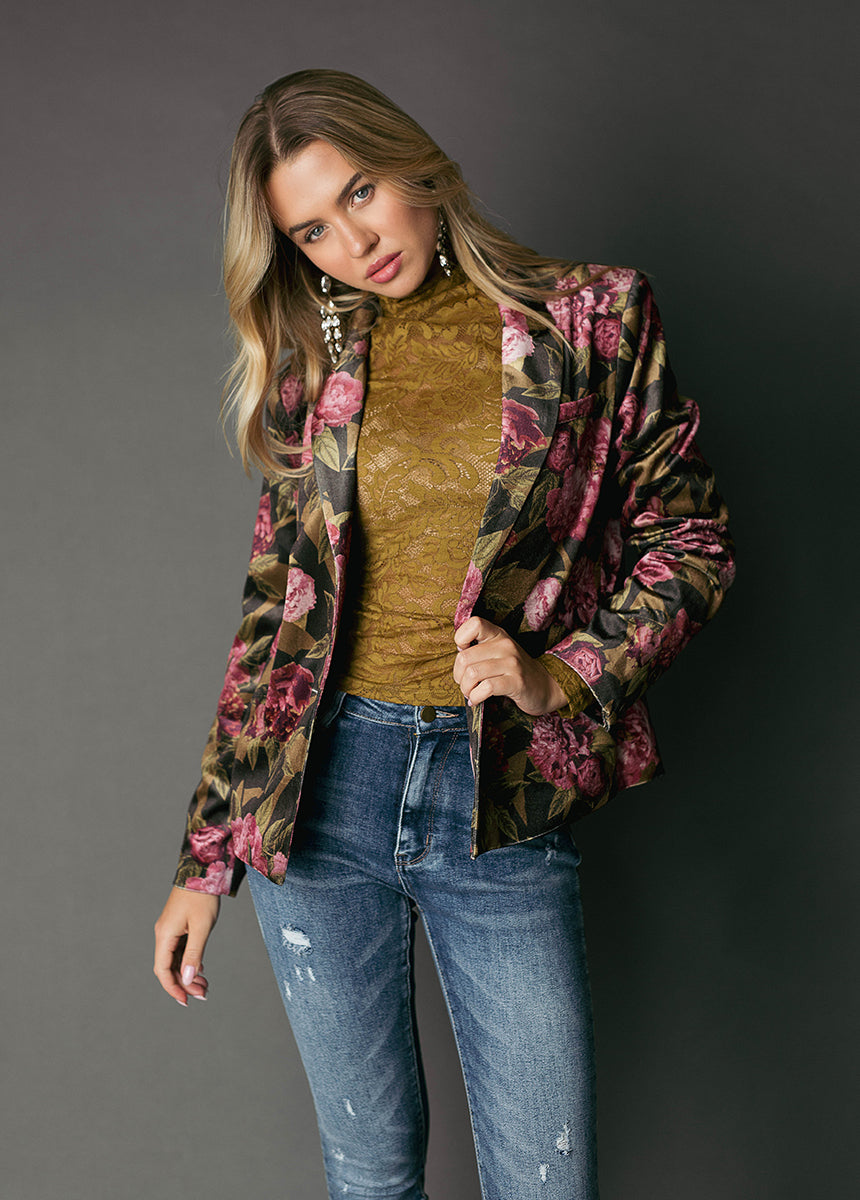 Louve Blazer in Bistre Floral