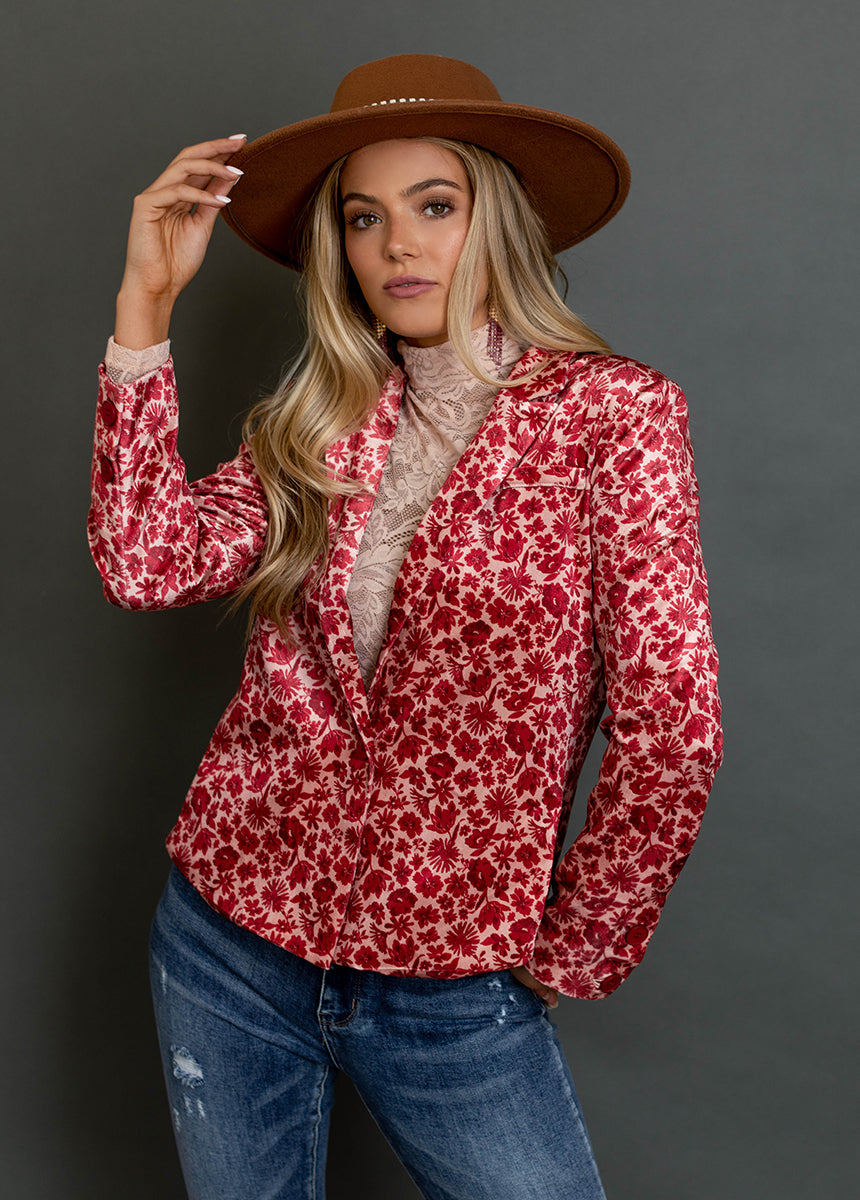 Louve Blazer in Red Floral