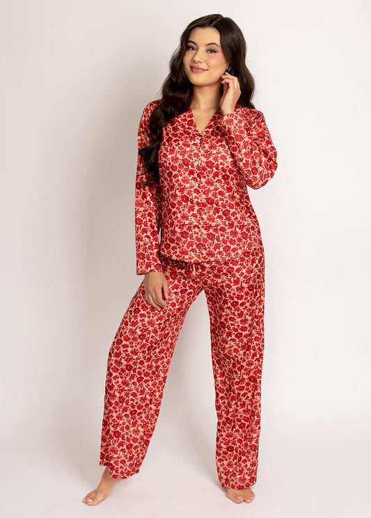 Lyana PJ Set in Red Floral