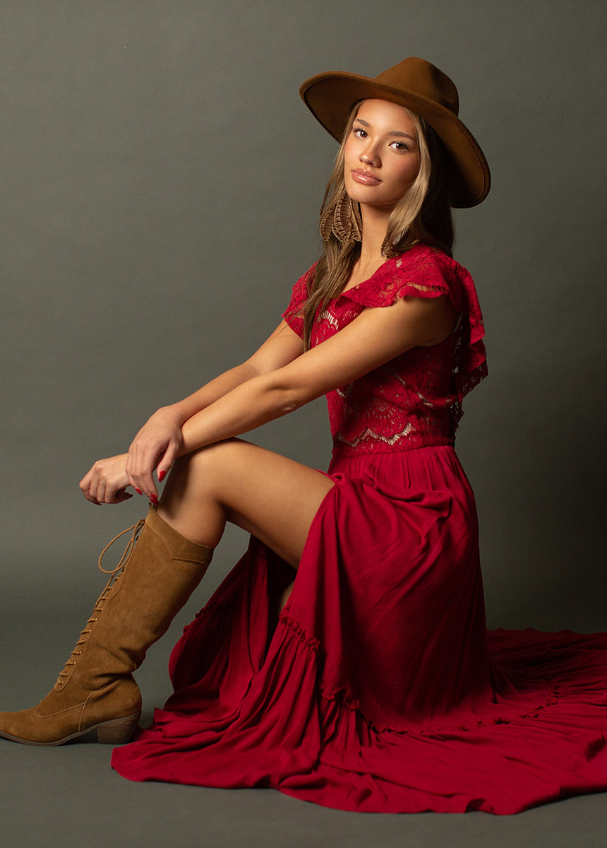 Macienne Dress in Crimson