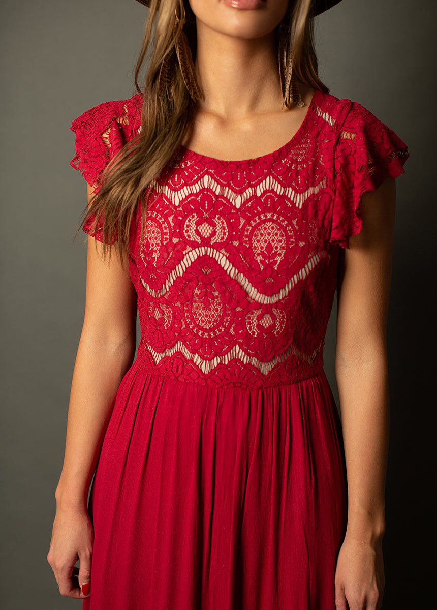 Macienne Dress in Crimson