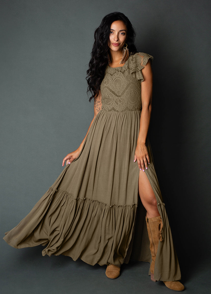 Macienne Dress in Army Green