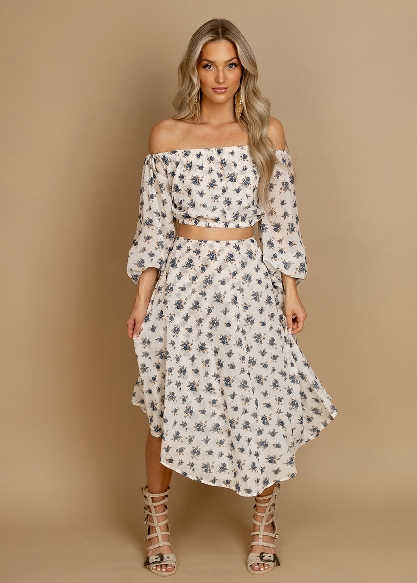 Sana Skirt in Cream Ditsy Floral