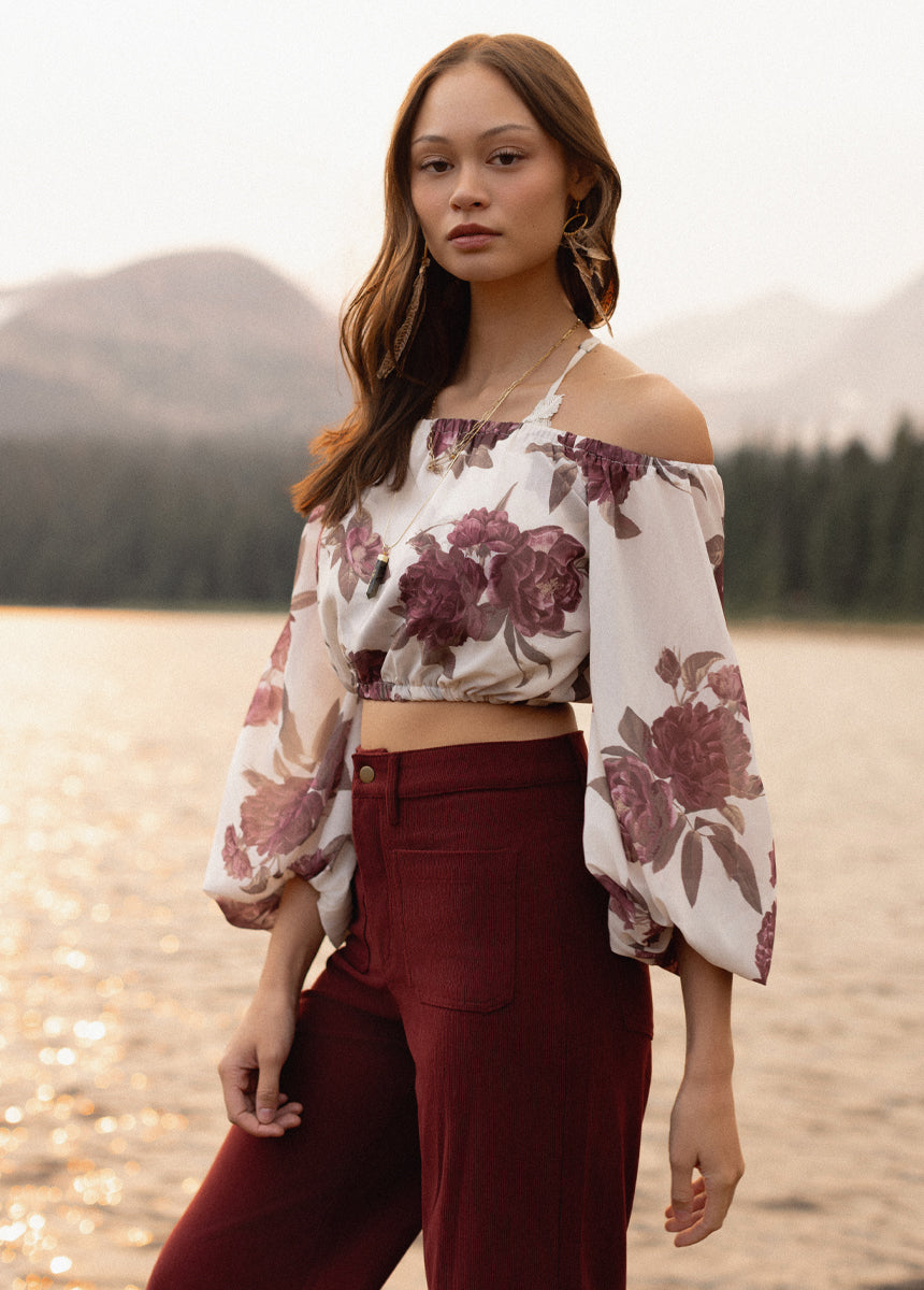 Magali Top in Large Cream Floral