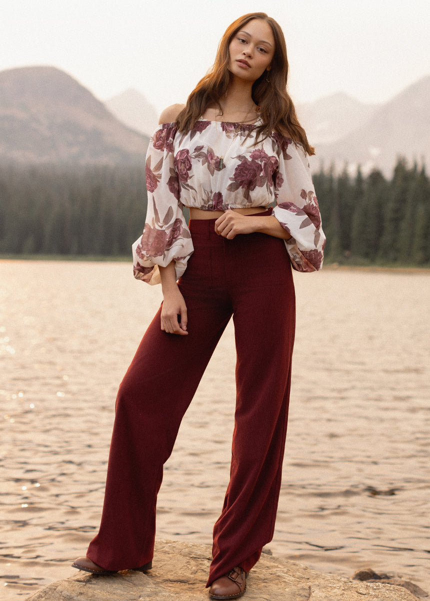 Avina Pants in Burgundy