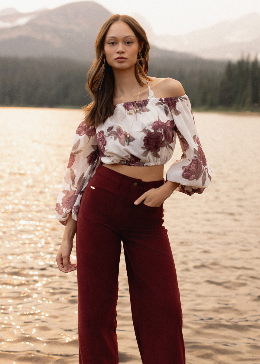 Magali Top in Large Cream Floral