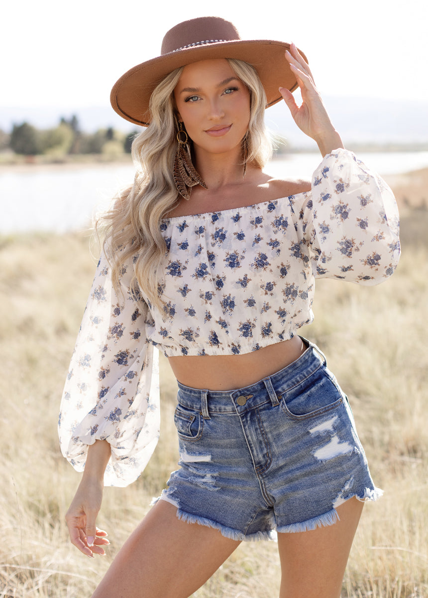 Magali Top in Cream Ditsy Floral