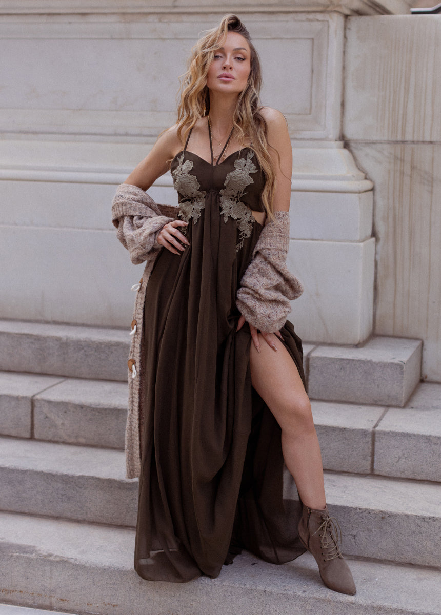 Mari Dress in Deep Moss