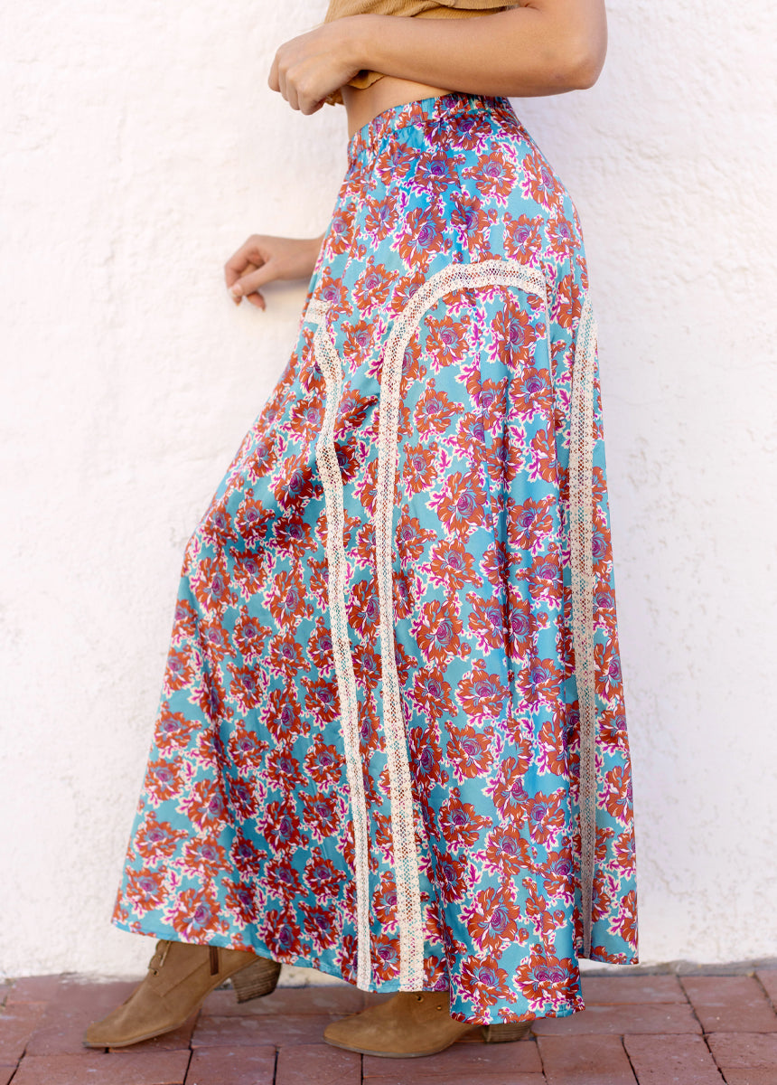 Ravina Skirt in Teal Floral