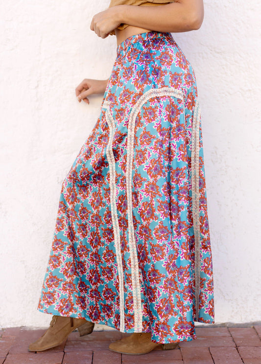Ravina Skirt in Teal Floral