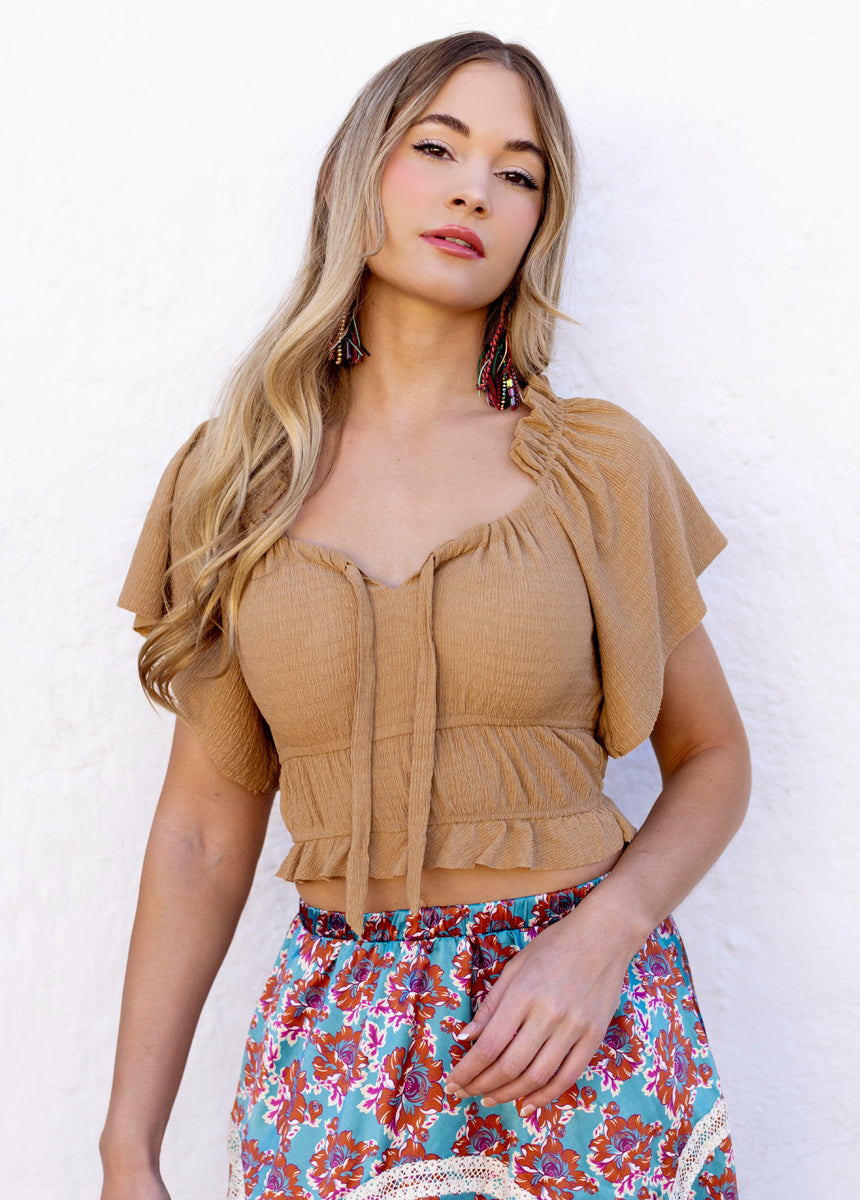 Marietta Top in Warm Taupe