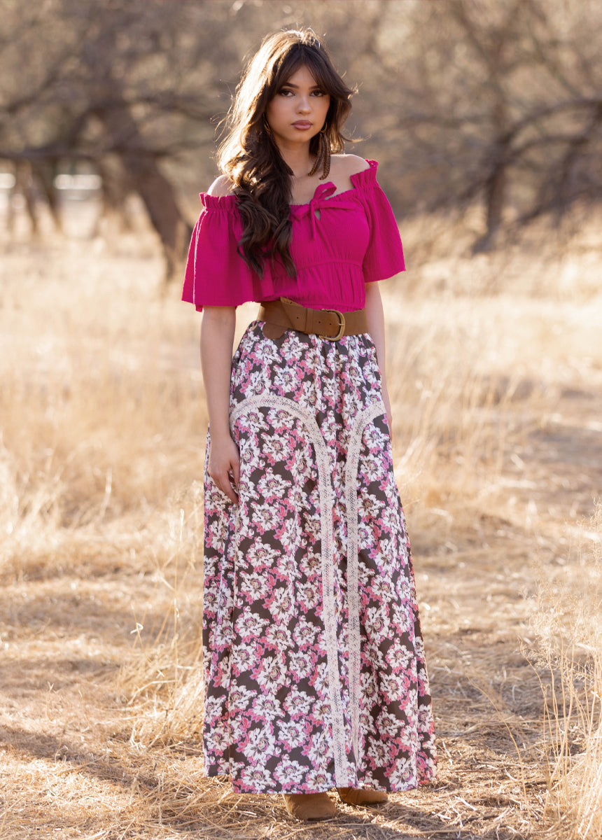 Ravina Skirt in Umber Floral