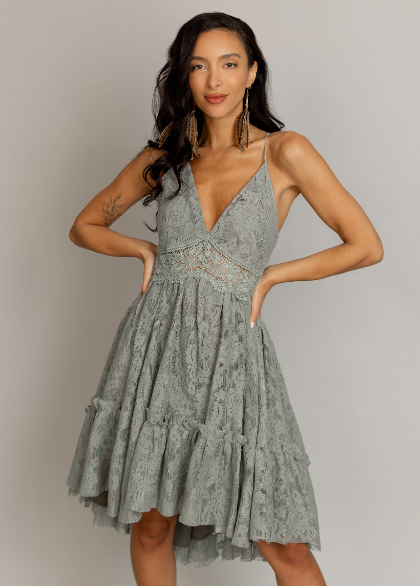 Marline Dress in Neutral Green