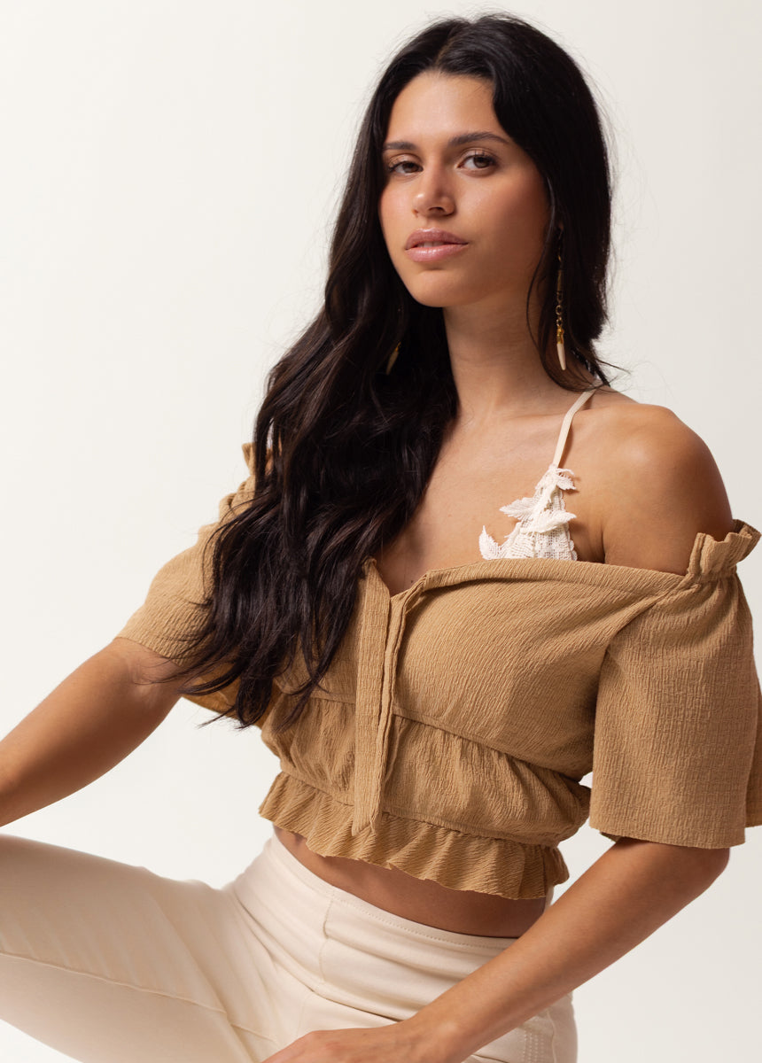 Marietta Top in Warm Taupe