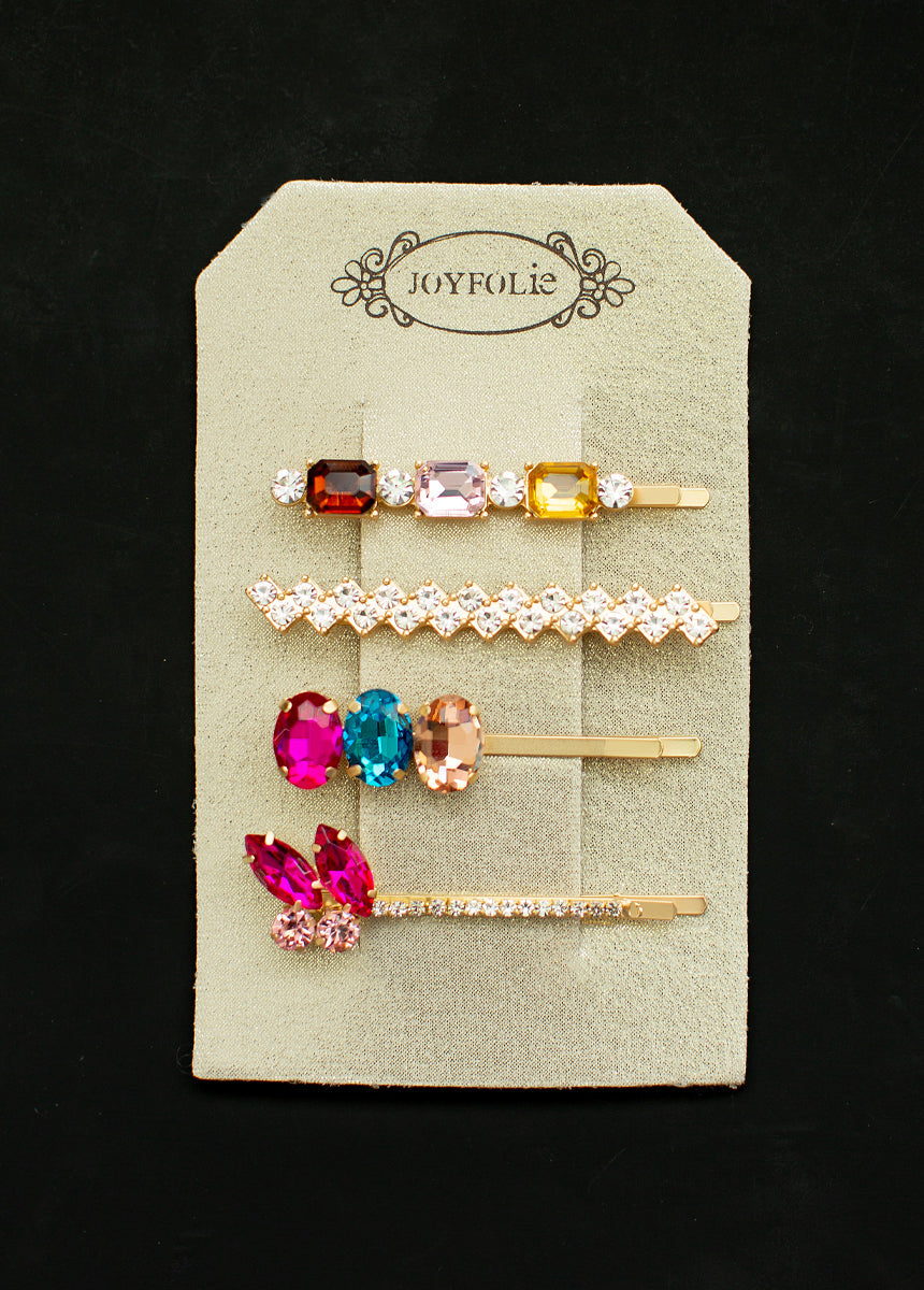 Marzie Barrette Set in Matte Gold Multi