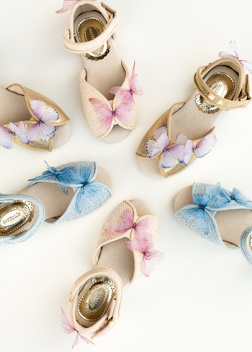 Mercedes Peep Toe Flats in Cream