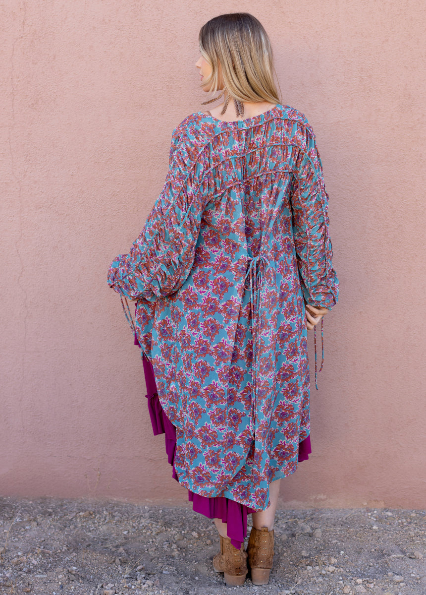 Brandy Duster in Teal Floral