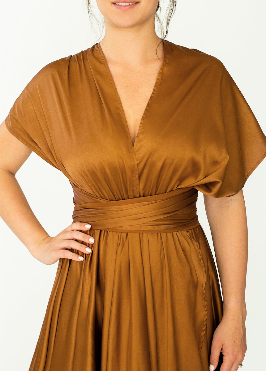June Impact Dress in Dark Honey