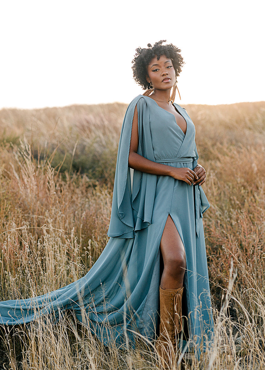 Nerina Dress in Dusty Blue