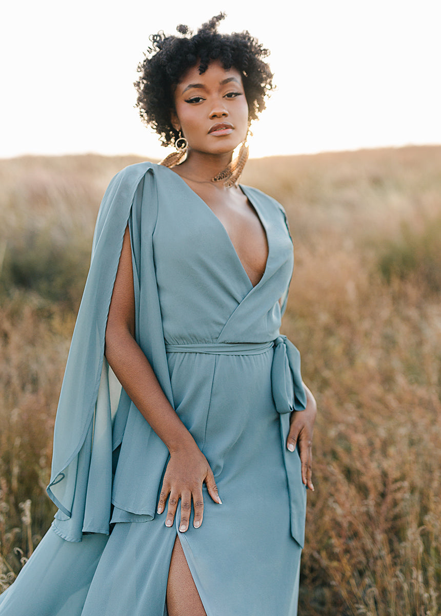 Nerina Dress in Dusty Blue