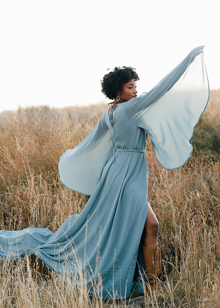 Nerina Dress in Dusty Blue