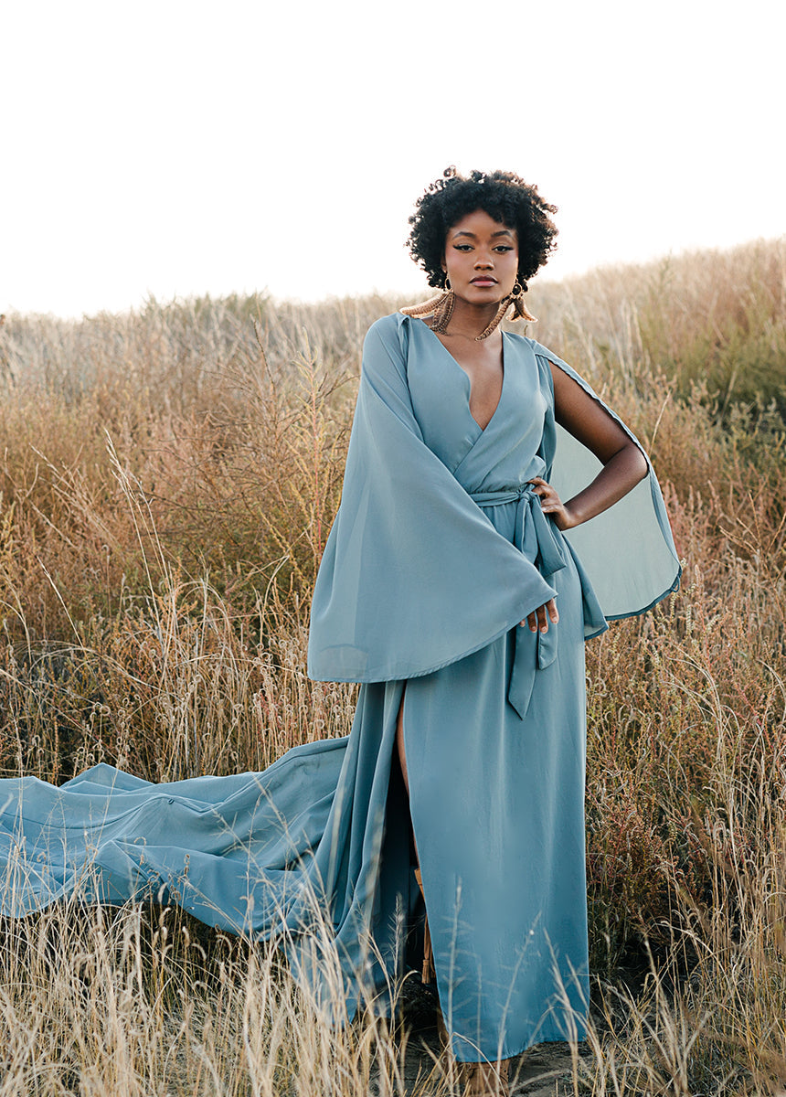 Nerina Dress in Dusty Blue