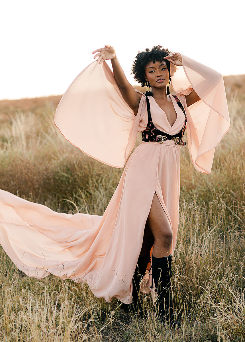 Tashia Harness in Black Floral Burnout