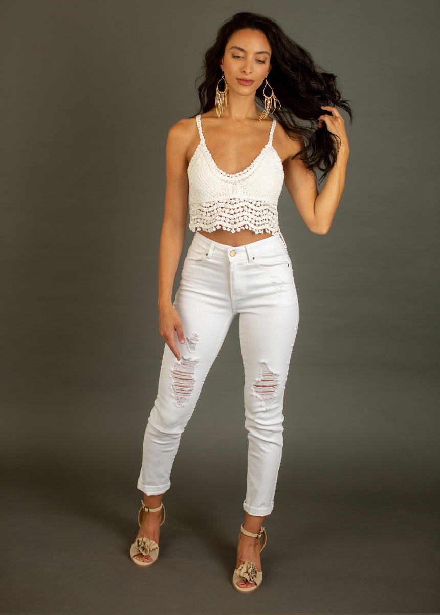 Sonnet Crochet Top in White