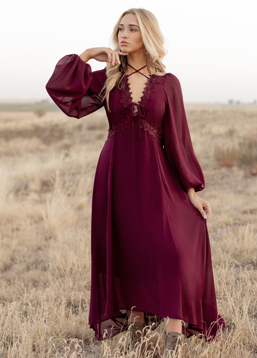 Niobe Dress in Oxblood