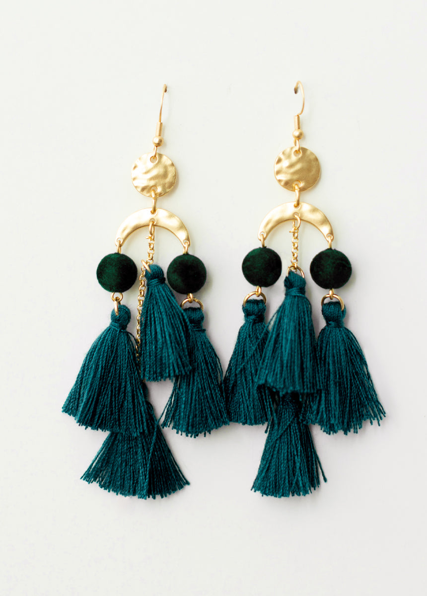 Pomlara Earrings in Deep Teal