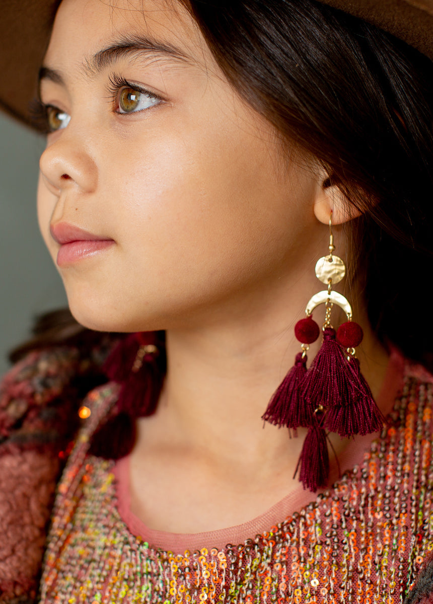 Pomlara Earrings in Burgundy
