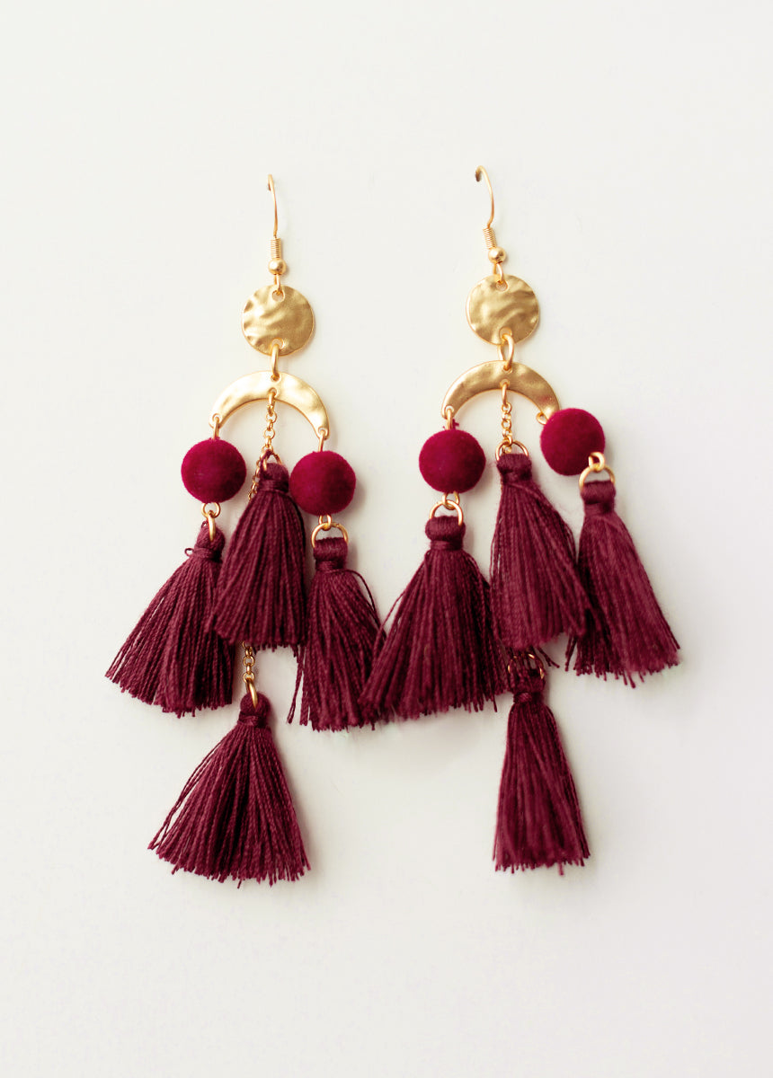 Pomlara Earrings in Burgundy