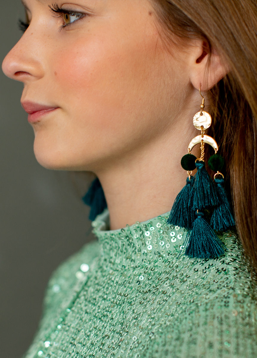 Pomlara Earrings in Deep Teal