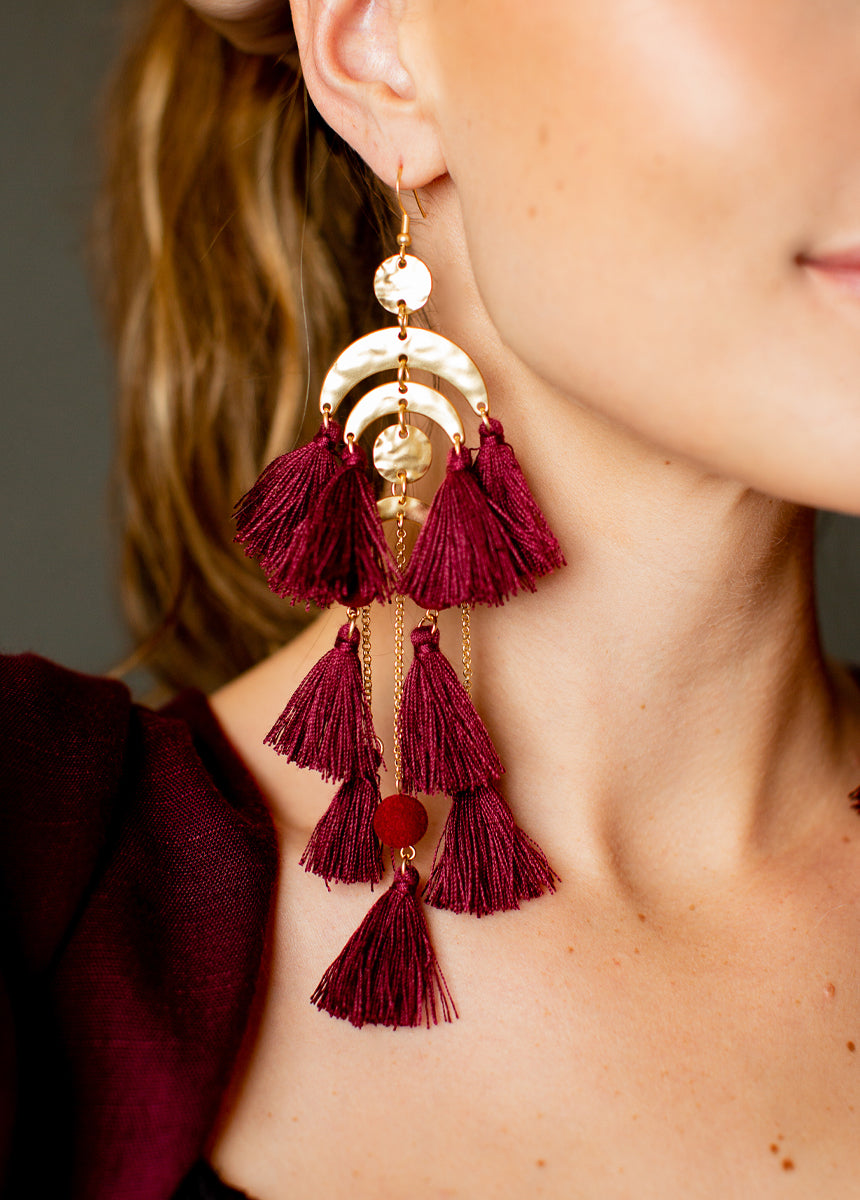 Pomla Earrings in Burgundy